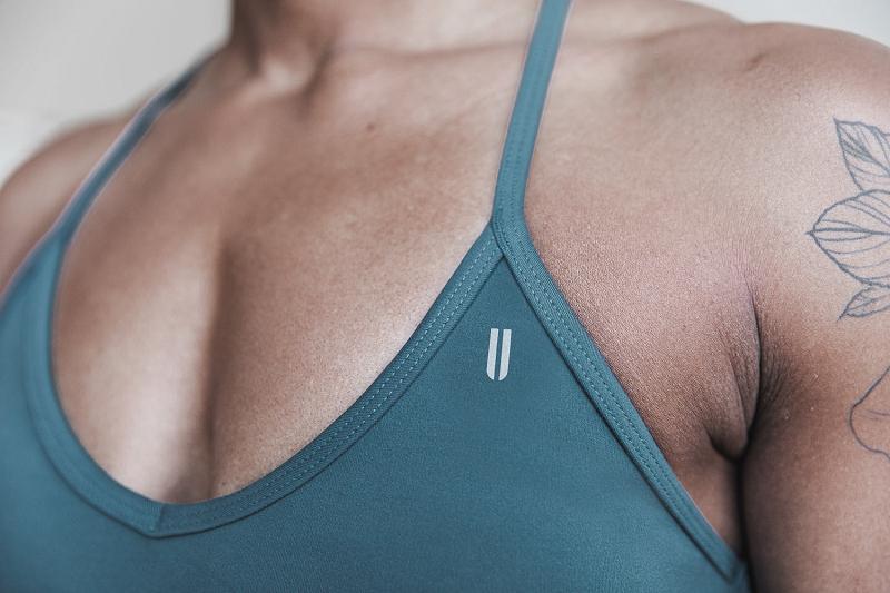 Turquoise Nobull V-Neck Sports Bra (MATTE) Women's Sports Bra | CA Z2240U